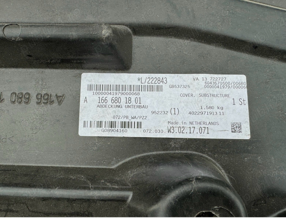 Scut, aparatoare noroi mercrdes Gl, Gls w166 A1666801801