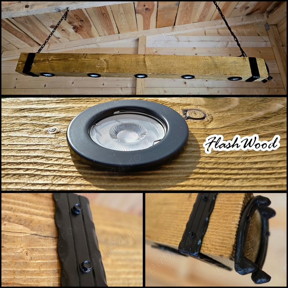 Lustra lemn cu spoturi led