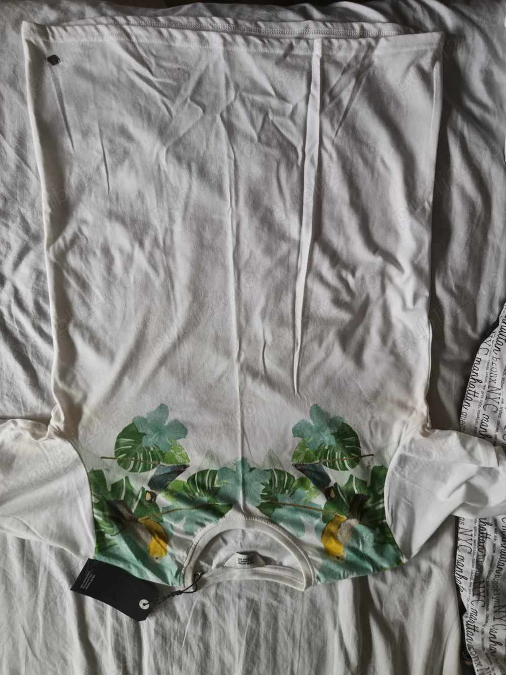 Tricou !Solid Tropical Printed Pure Cotton T-shirt Size S-M