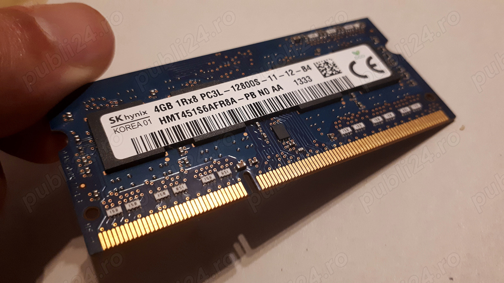 Memorie Ram laptop SKhynix 4GB, 1Rx8, PC3L, DDR3, 1333 Mhz