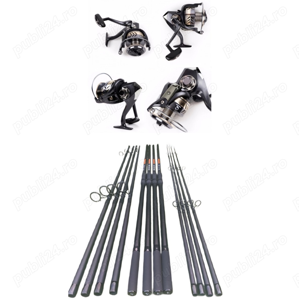 4 Lansete Crap 3, 60 m, 3 Segm, 3, 75 Lbs + 4 Mulinete Ace 1200, Tambur 12000, 11 Rulmenti