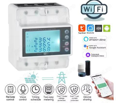 Contor smart, trifazic, Wifi, aplicatie telefon, bidirectional