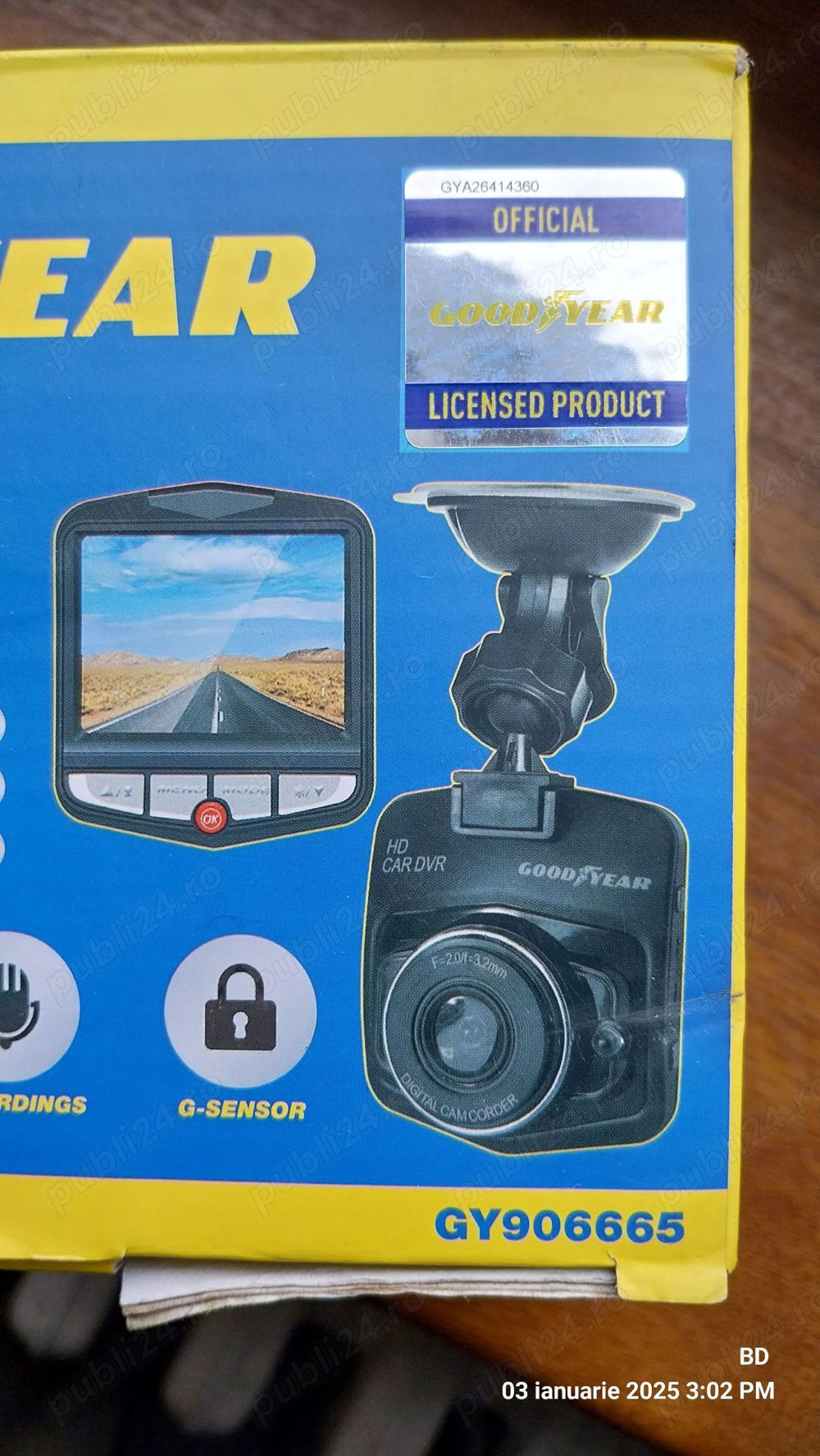 Camera video auto HD, Good Year, DVR, GSenzor, HDMI, Senzor de mișcare,  Vedere nocturnă  - Negru