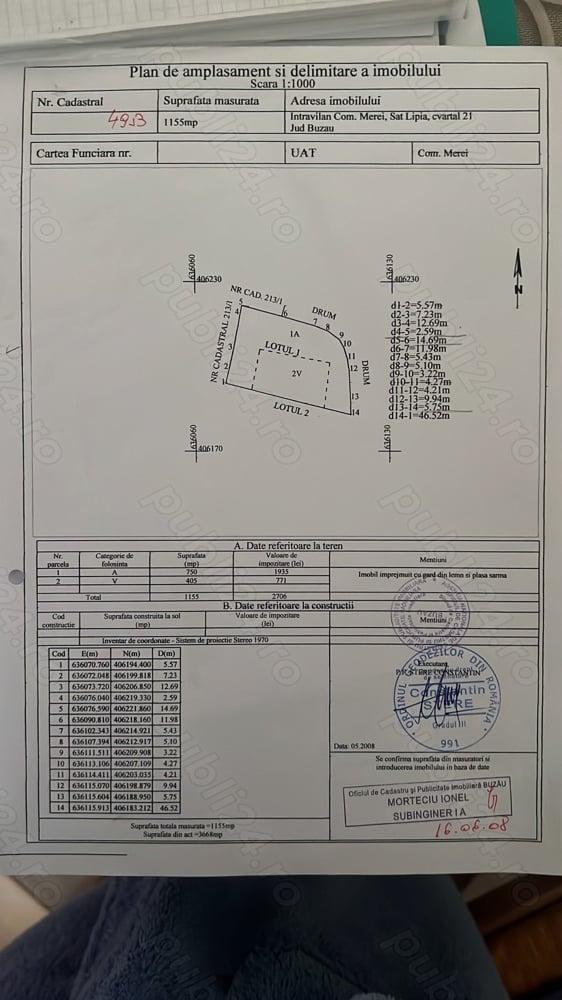 Vând teren intravilan în sat Lipia jud Buzau