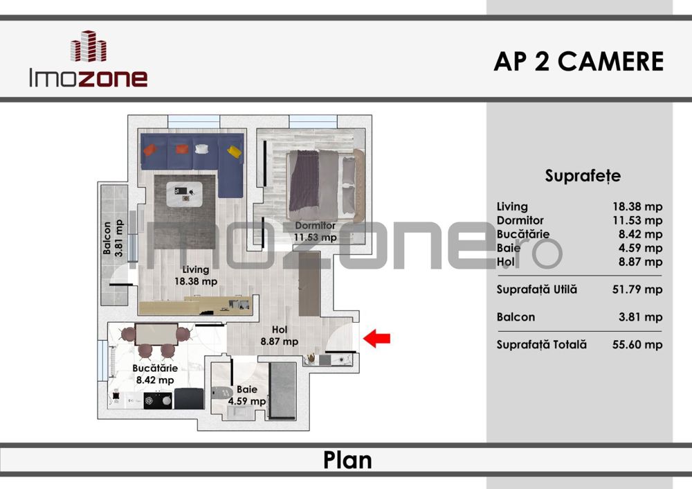 LUJERULUI - GRAND VIA, 2 CAMERE, ETAJUL 2, LIFT,  MOBILAT - UTILAT,  COMISION 0%