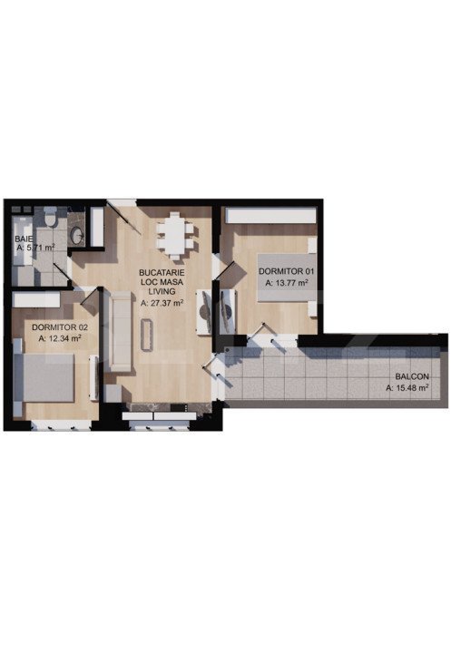 Apartament cu 3 camere, terasa 15mp, parcare , zona centrala