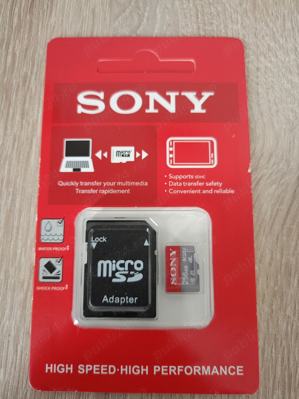 Vând card micro SD Sony de 256 GB,nou nouț la cutie, produs de calitate.