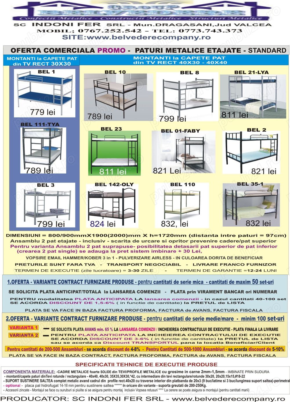 Paturi Metalice in stoc - Model BEL 2!