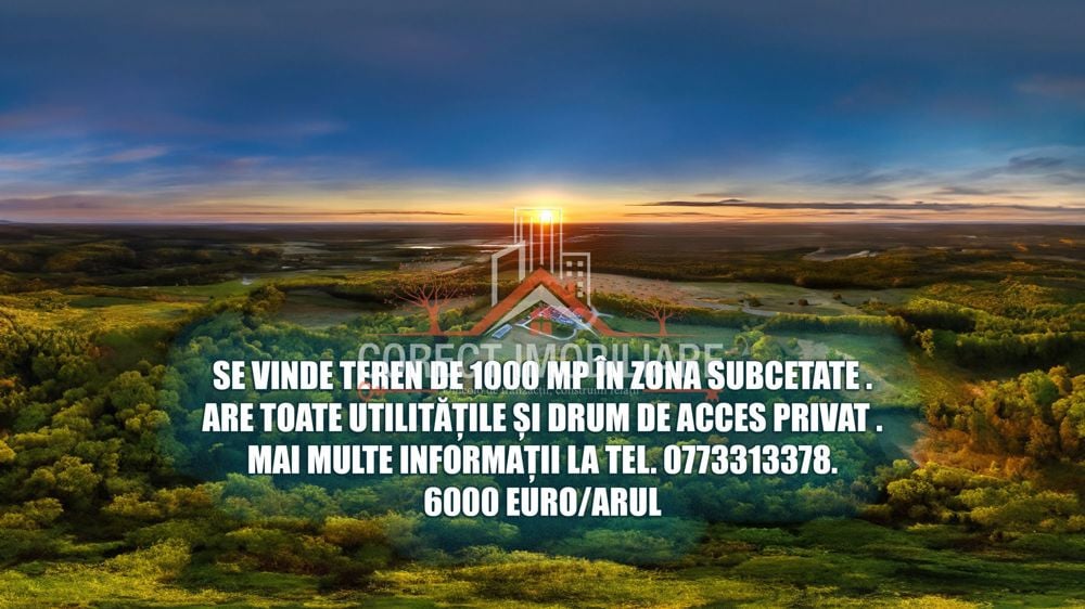 Teren de vanzare in Subcetate 1089 mp