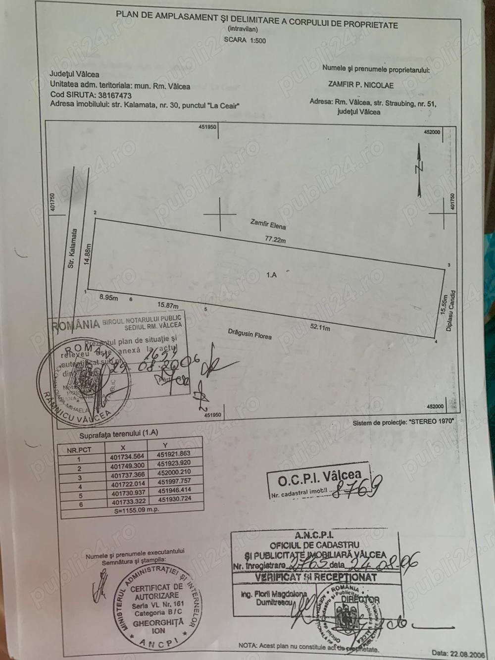 Inchiriez teren intravilan 1155 mp in Ramnicu Valcea