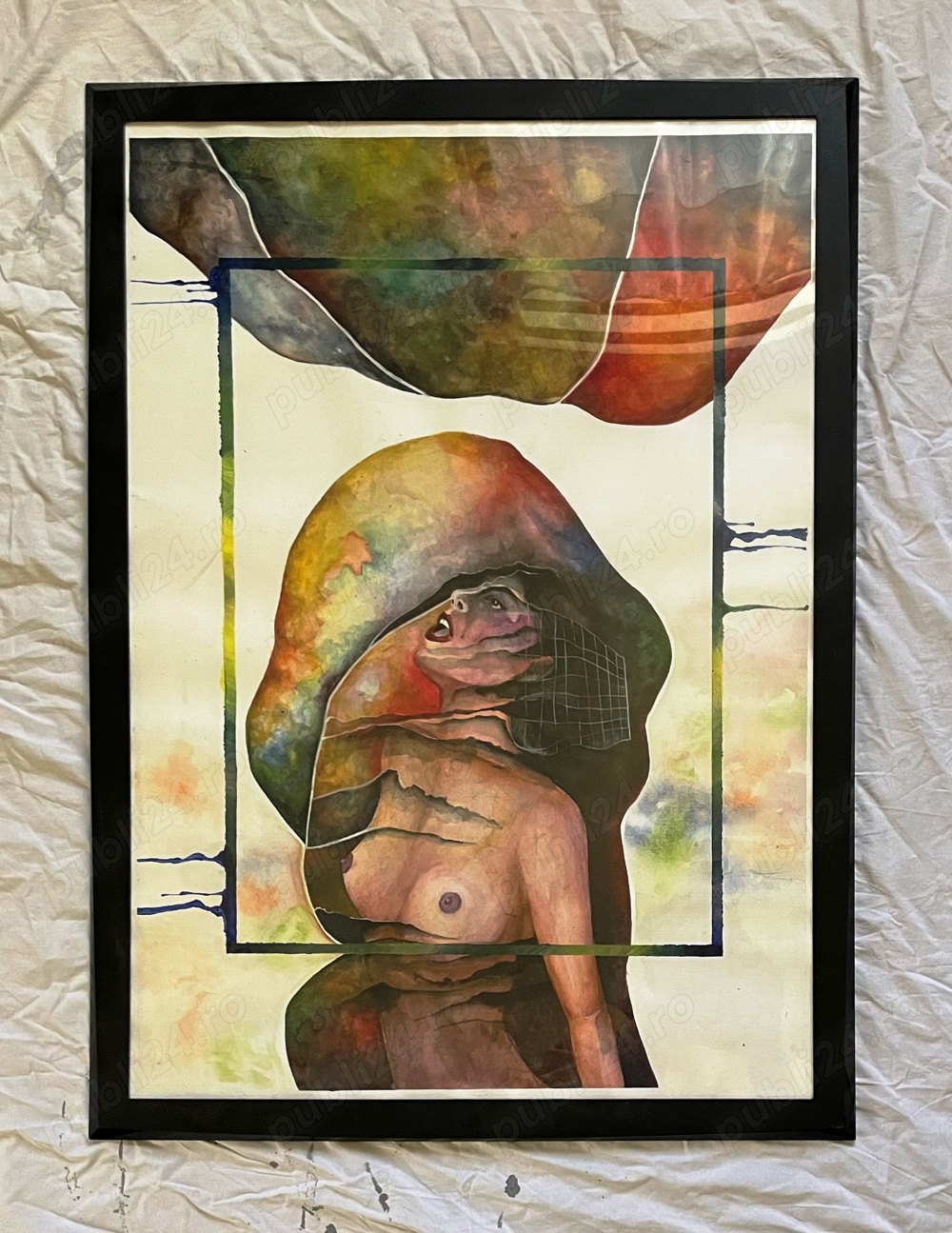 tablou pictura acuarela unicat original cu rama de la ikea