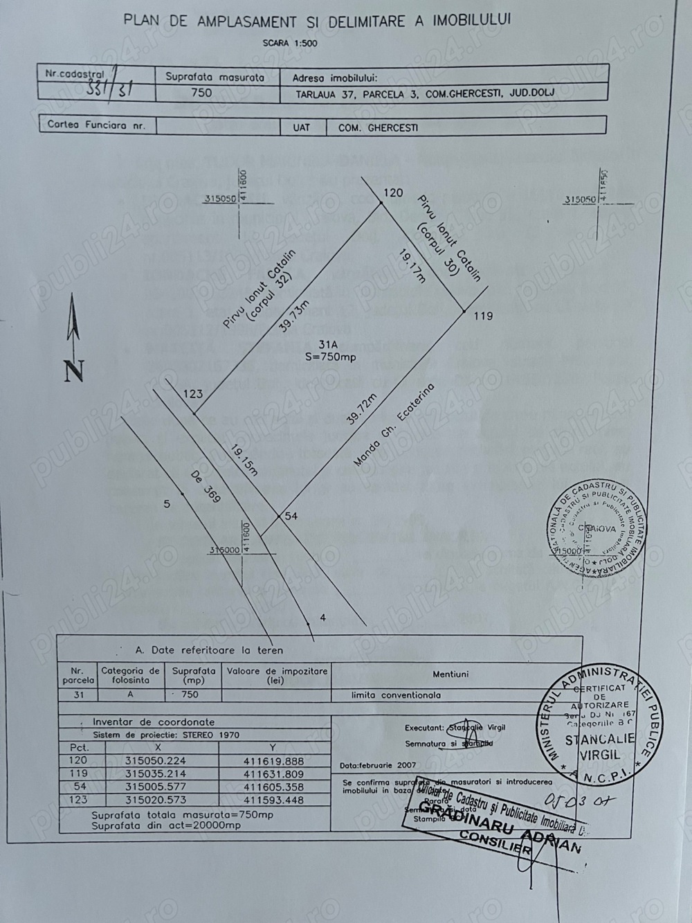 Vând teren în suprafață de 750mp ,spate aeroport Craiova .