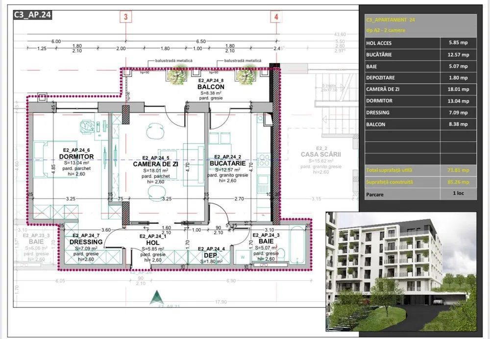 Verde Residence - Vanzare ap. 2 camere + loc de parcare