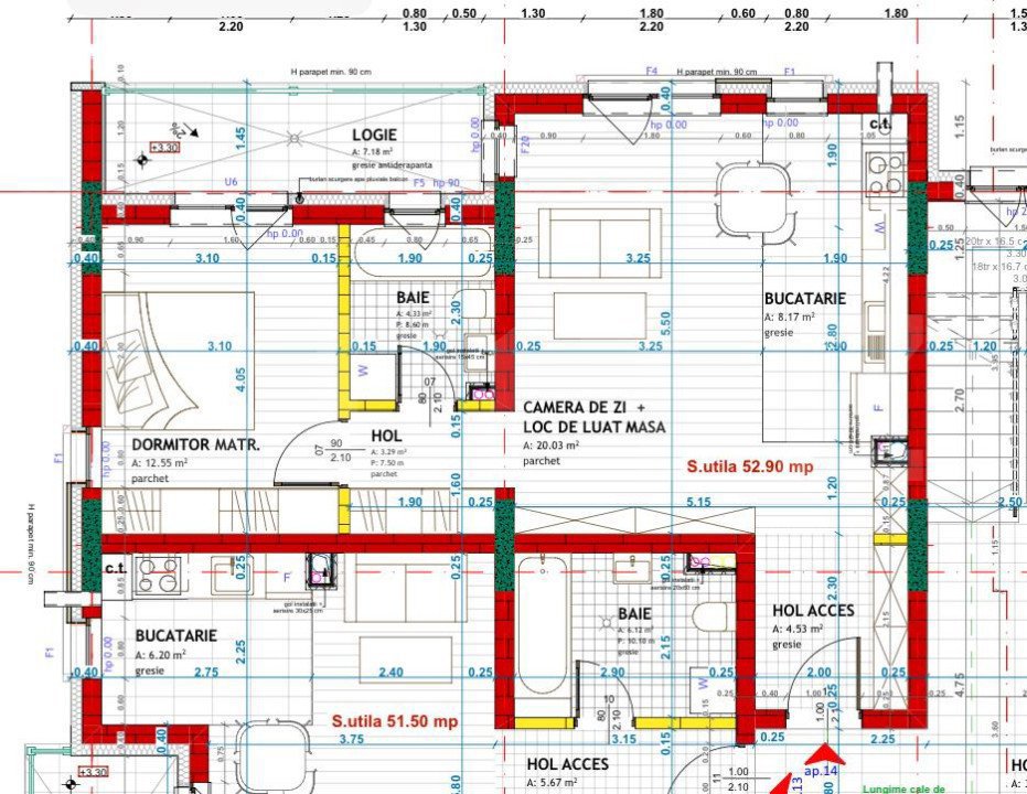 Apartament cu 2 camere, finisat, 53 mp utili, etaj I, zona Eroilor