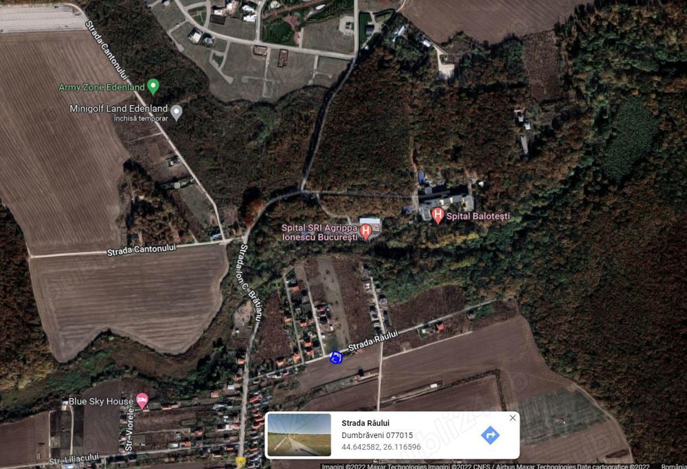 Proprietar vand 530mp teren construibil in Balotesti, str Raului