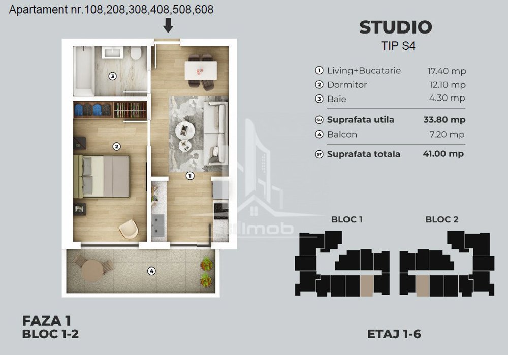 Metrou Berceni 2 camere tip studio.