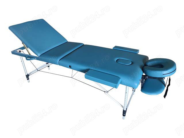 Masa de masaj, cadru aluminiu, 3 sectiuni, verde inchis