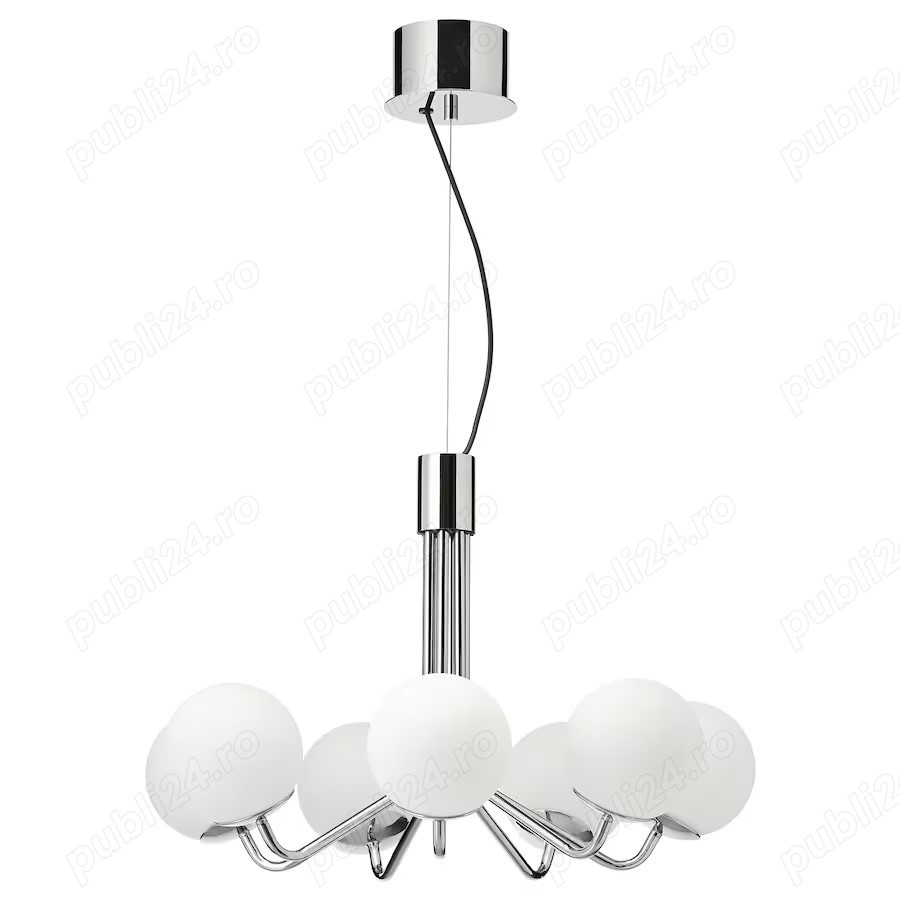 Vand 2 Lustre   Candelabre cu 7 braţe Ikea SIMRISHAMN, cromat opal sticlă, 70 cm