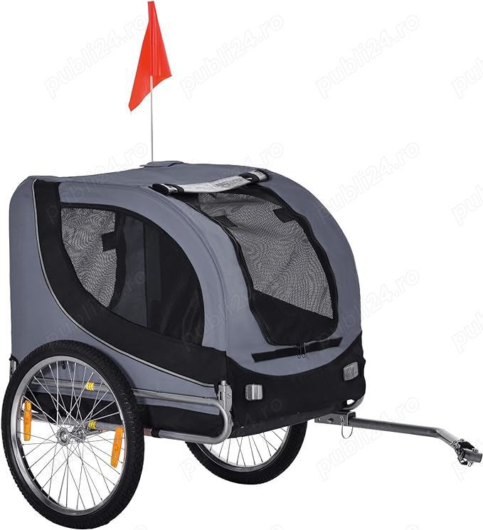 Remorca de bicicleta pentru transportat animale, marca PawHut, gri