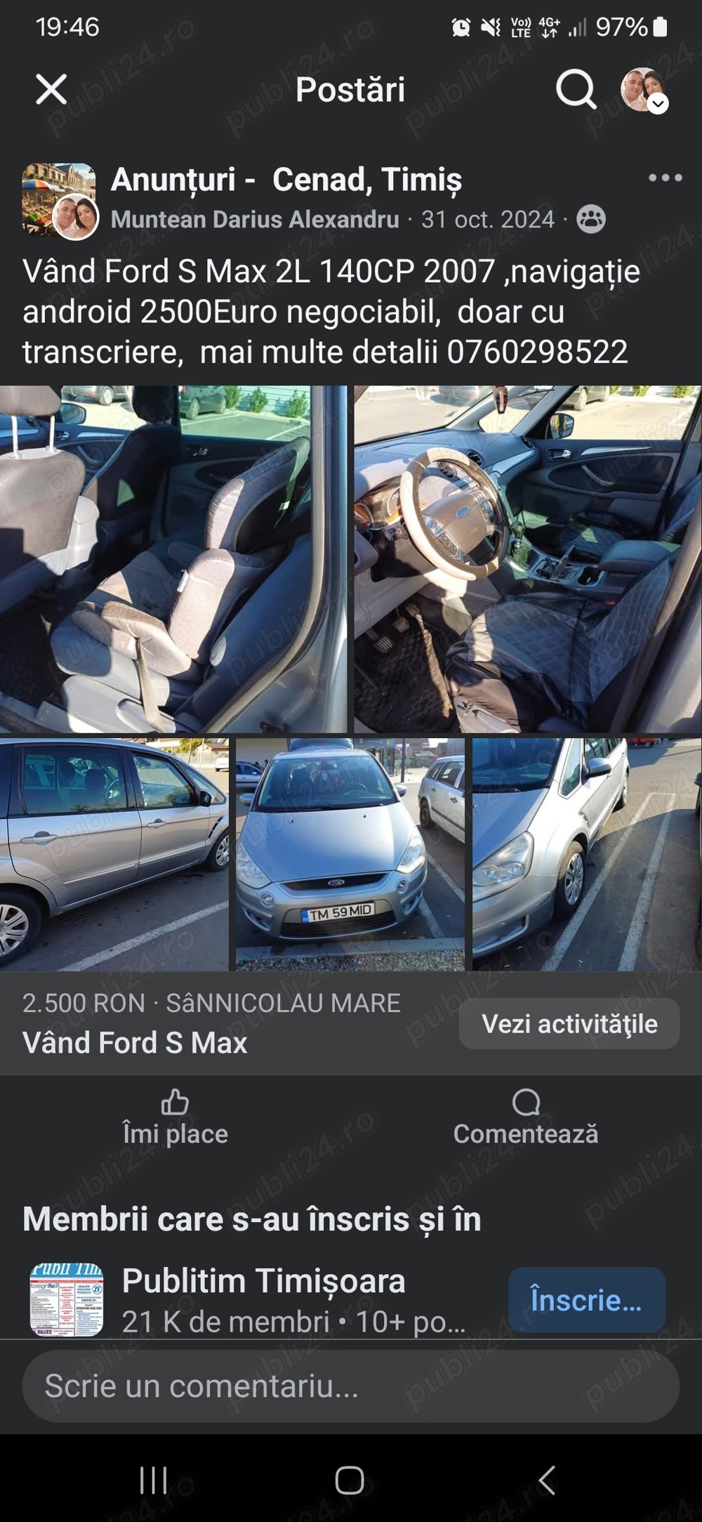 Vând Ford S Max