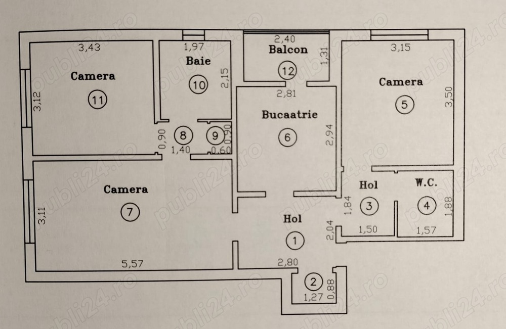 Apartament 3 camere, confort 1, Zona Circumvalatiunii