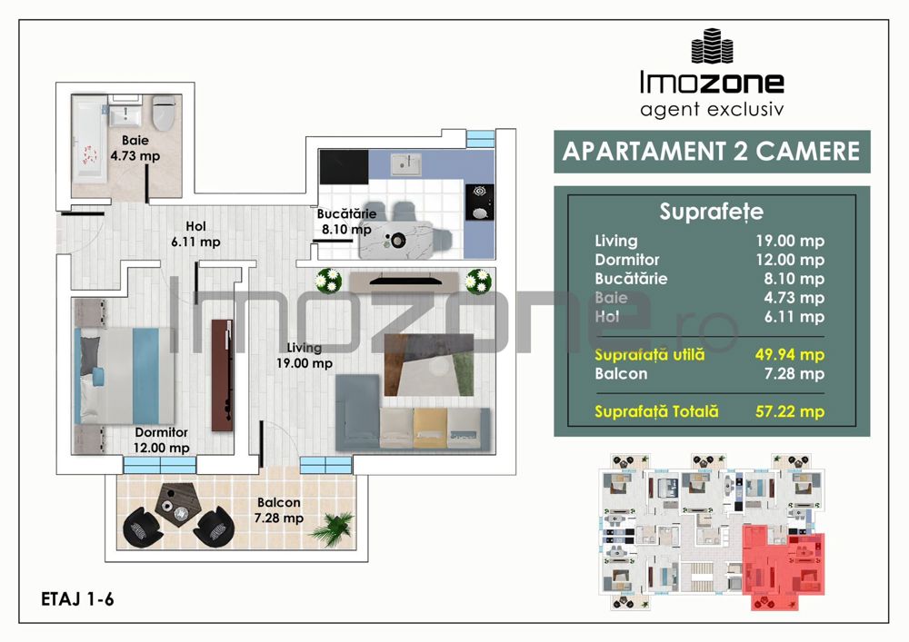 2 CAMERE – ZONA AVANTAJOASA – METROU PACII – AUTOGARA MILITARI – COMISION 0%