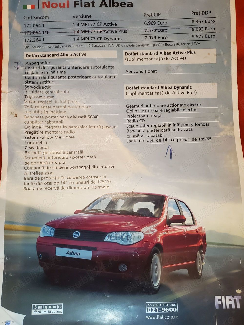 Vand Fiat Albea , proprietar profesor matematica, km reali 44.000 , rosu,fabr 2007, cumparat de nou