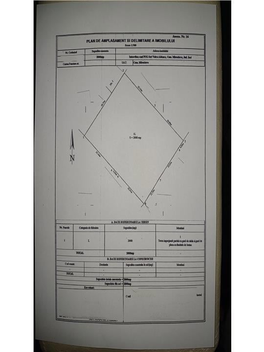 Teren intravilan 2000 mp Valea Adanca,utilitati,la strada
