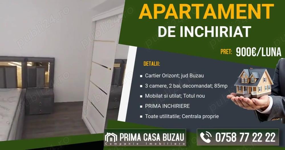 Apartament cu 3 camere in cartierul Orizont mobilat si utilat totul nou prima inchiriere 900e