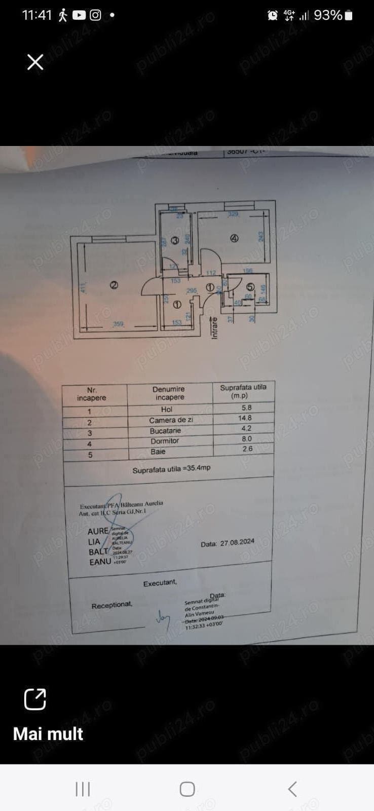 Apartament 2 camere, 36 mp utili, decomandat, bloc de cărămidă