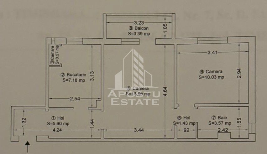 Apartament cu 2 camere, etaj intermediar, zona Soarelui