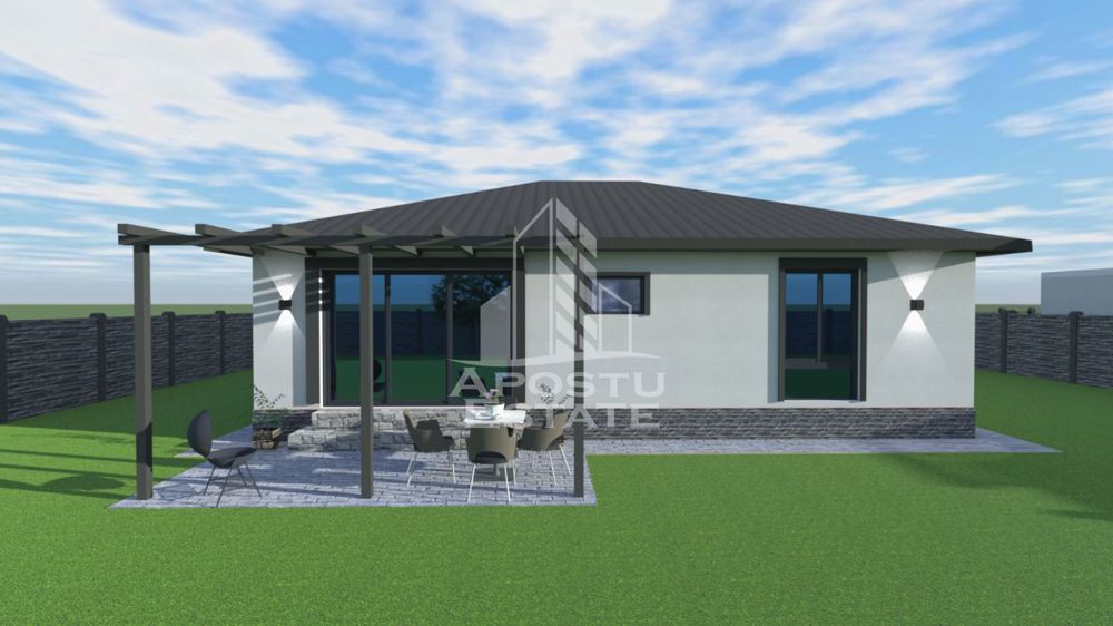 Casa individuala pe parter, 4 camere si 2 bai, 530 mp teren