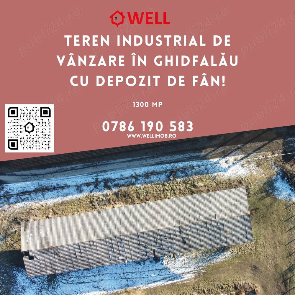 Teren industrial de vânzare în Ghidfalău cu depozit de fân!