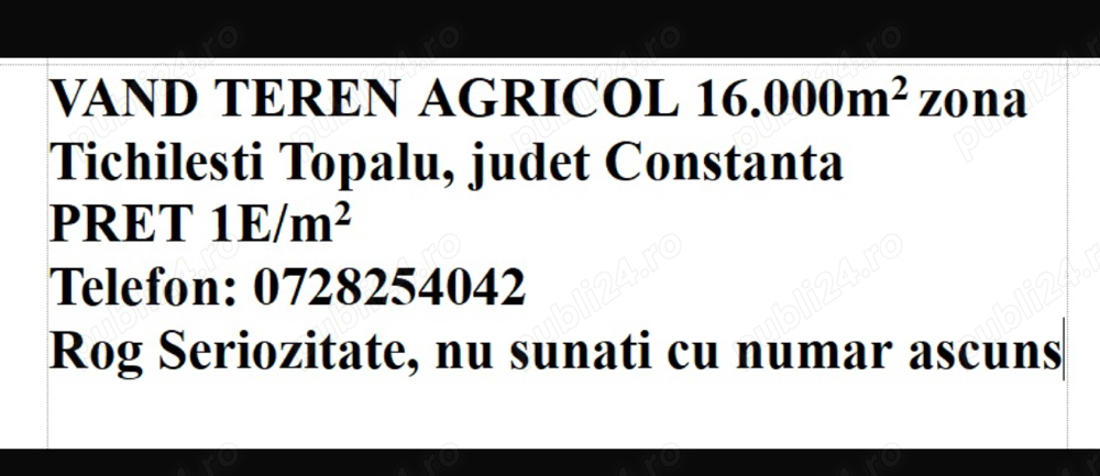 Teren de Vanzare in judetul Constanța pret negociabil