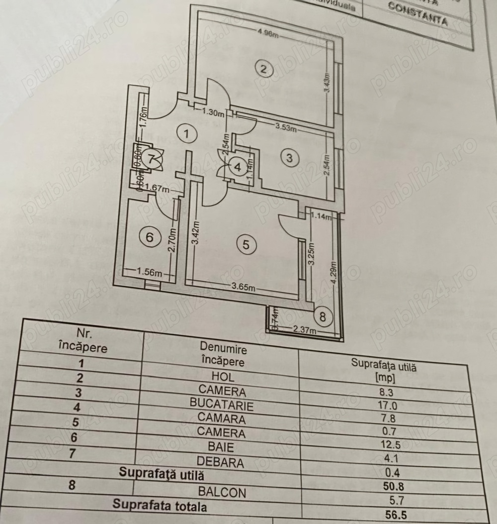 Vand apartament 2 camere - proprietar - 56.5mp - et 2 4 - centrala