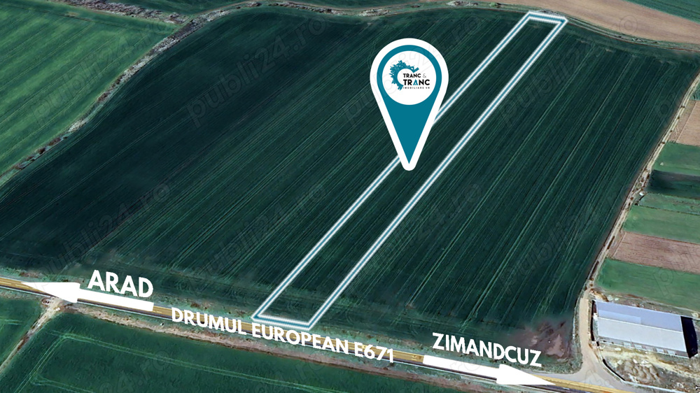 Teren agricol cu front stradal de 25 ml la Drumul european E671 in Zimandcuz