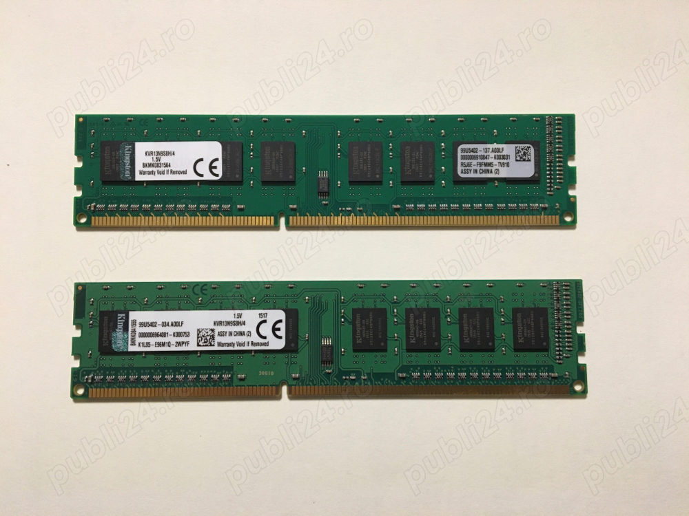 Kit 8Gb (4+4) memorii DDR3-1333 PC3-10600 Kingston KVR13N9S8H 4