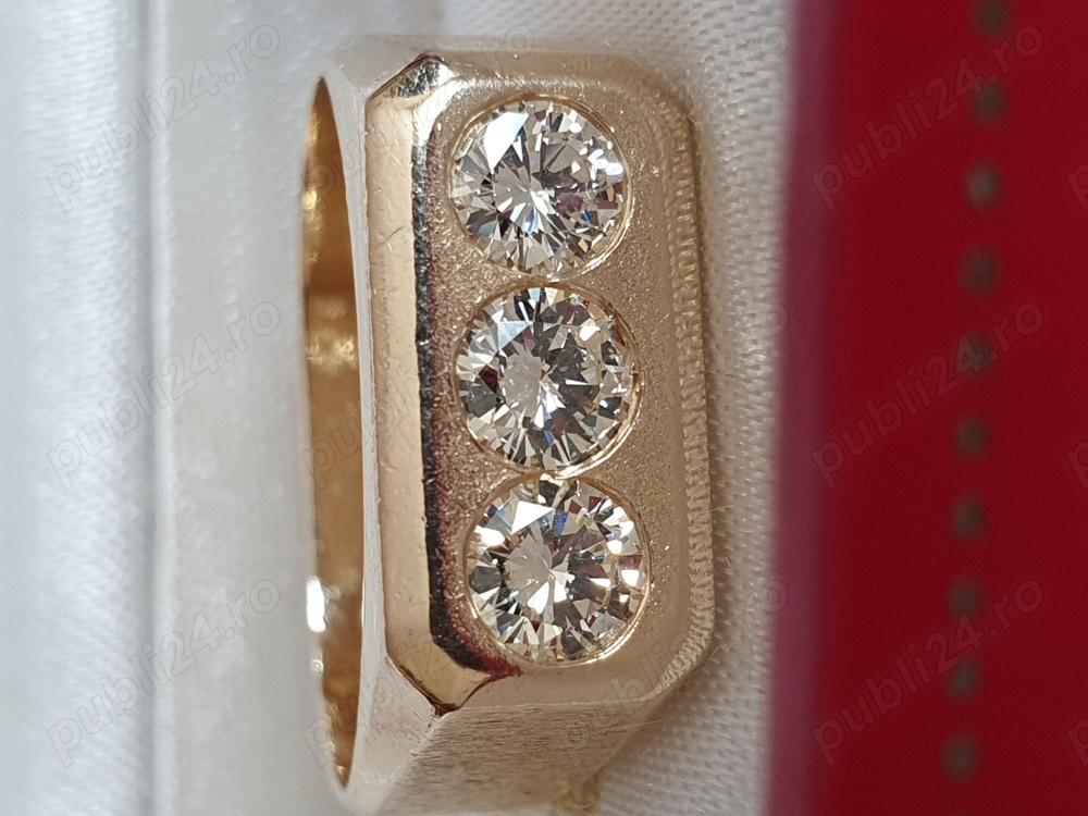 Inel ghiul regal TANK aur masiv diamante naturale 1,5ct