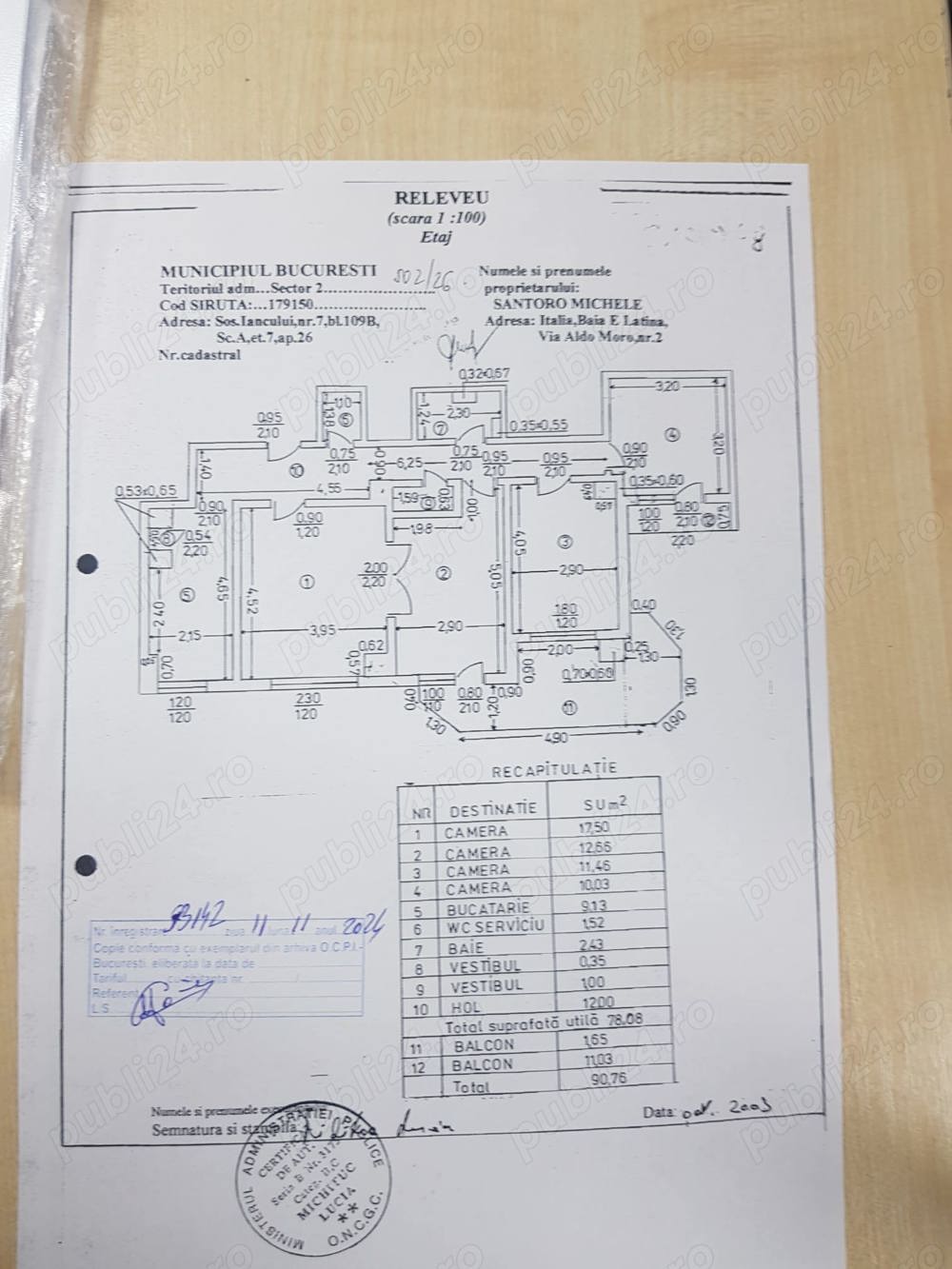 Proprietar vând 4 camere Piata Iancului