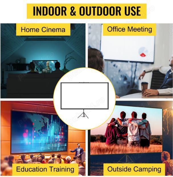 Vand Ecran pentru Proiector cu Suport 16:9 (220 x 120 cm)