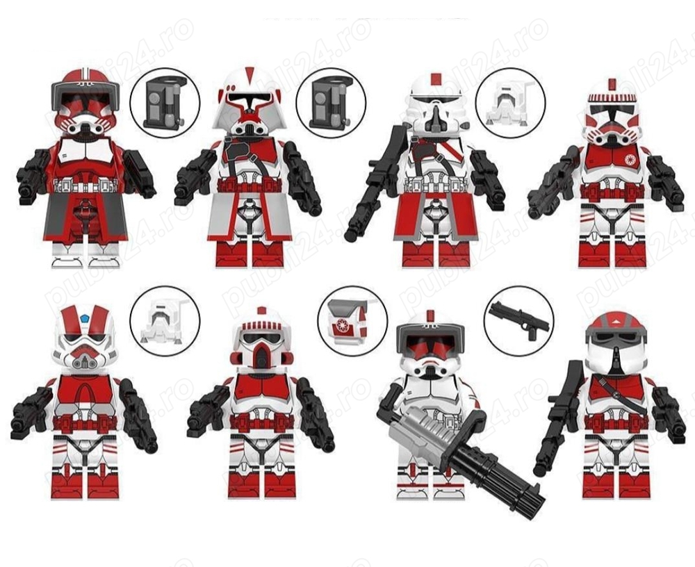 Set 8 Minifigurine tip Lego Star Wars Coruscant Guard si Commander Fox