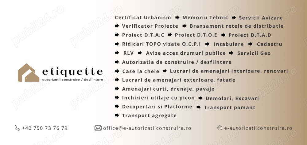 AUTORIZATIE Constructie Demolare, Avize, Acorduri prin Cert. Urbanism