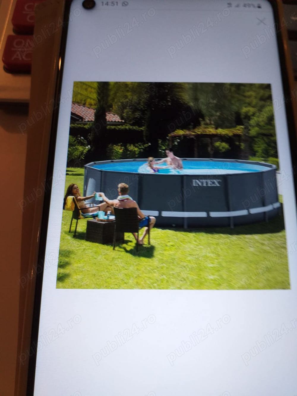 Vând piscină cu accesorii capacitate  20 mc apă 