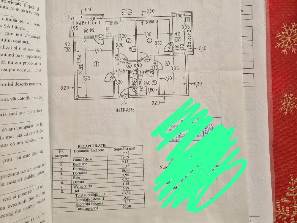 3 camere centru SFANTA VINERI etaj 3din4 2 bai 2 balcoane 110000euro