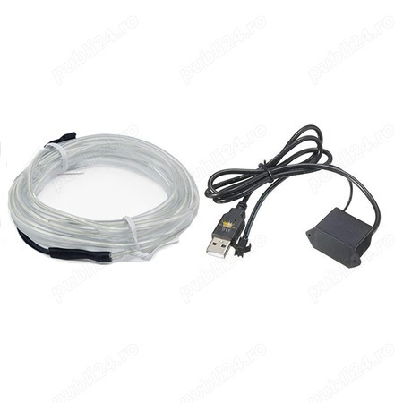 Banda LED auto, lumini ambientale Premium, 5 metri, albastru