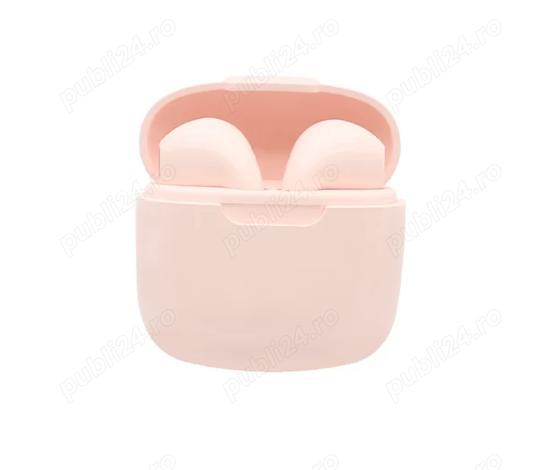 Casti wireless A2 Pro, microfon incorporat, touch control, Roz