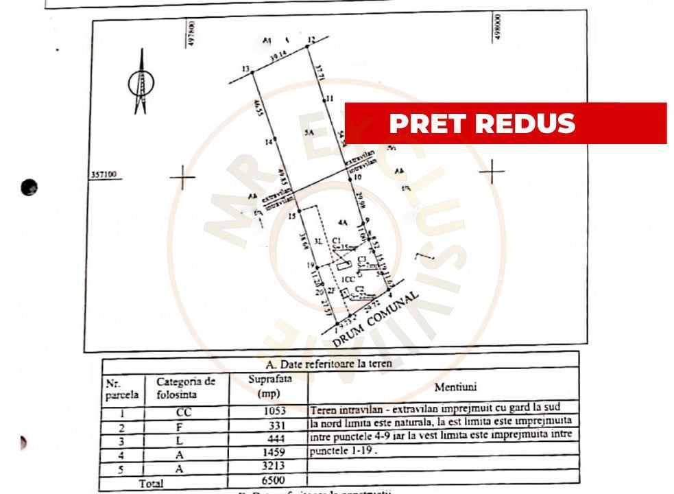 Teren 6500 mp cu utilitati, loc. Suseni, jud. Arges. Comision 0%