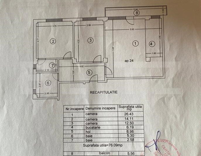 Apartament cu 3 camere decomandat, 76 mp, loc parcare subteran, Valea Lupului