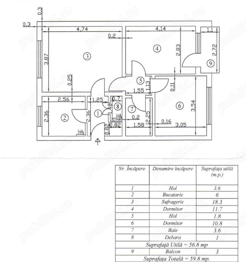 Apartament 3 Camere - Central