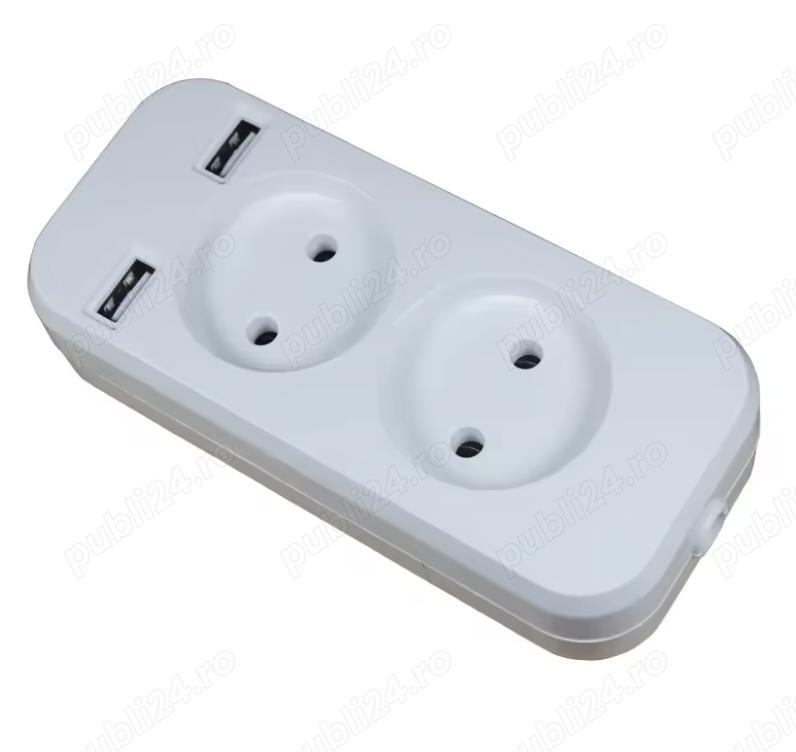 prelungitor slim cu prize usb